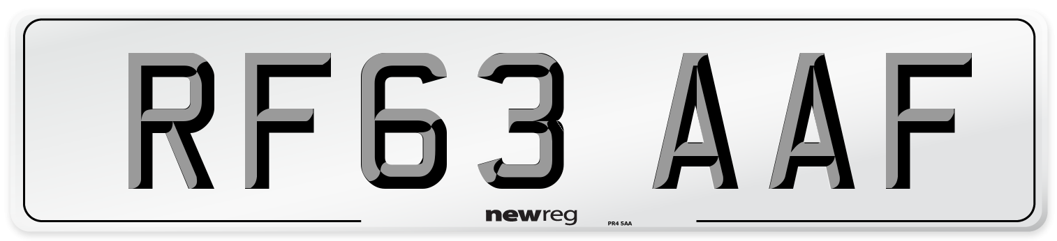 RF63 AAF Number Plate from New Reg